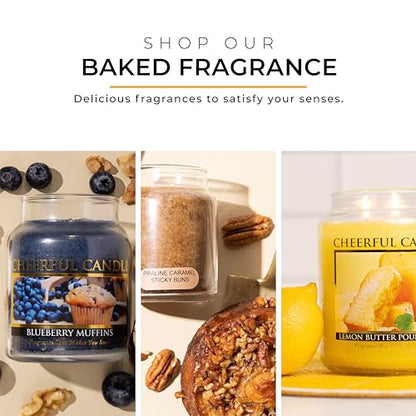 A Cheerful Giver - Blueberry Muffins Mama Scented Glass Jar Candle (22oz) with Lid & True to Life Fragrance Made in USA - size: 22 oz