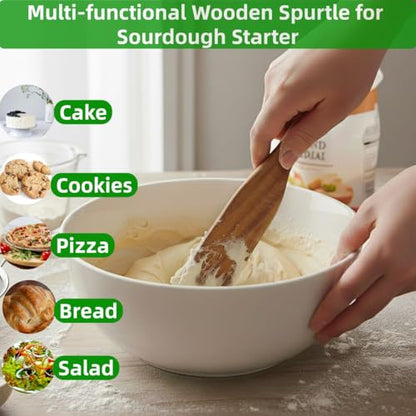 AOOSY 2 Pcs Spurtle Set for Sourdough Starter,Acacia Wooden Spatulas | for Sourdough, Cast Iron & Non-Stick Cookware,Spurtles Kitchen Tools Wooden Kitchen Utensils for NonStick Cookware - size: 2 Pcs Wooden Spurtle