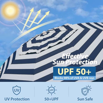AMMSUN Shade Umbrella, Premium Portable Umbrella with Stand, 6.5ft Lightweight Free Standing Canopy for Sporting Games, Adjustable Instant Sun Protection and Easy to Carry, Stripe Blue - color: Stripe Blue