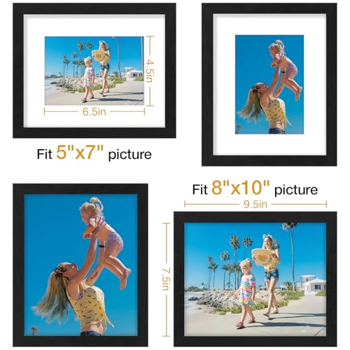 Vittanly 8x10 Picture Frames Set of 12, Wall & Tabletop, Black&Brown&White | Display Pictures 5x7 with Mat or 8x10 without Mat, Small Photo Frames, Engineered Wood with Shatter Resistant Plexiglass - color: Black&Brown&White, size: 8x10