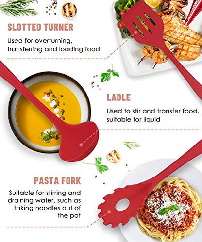 Pranski Kitchen Utensils Set-12 Pieces Silicone Cooking Utensils Set (Dishwasher Safe) 392°F Heat Resistant Spatula Set, Nonstick Cookware | Dishwasher Safe 392°F Heat Resistant Spatula Set Kitchen Utensil Set for Nonstick Cookware,Best Kitchen Tools with