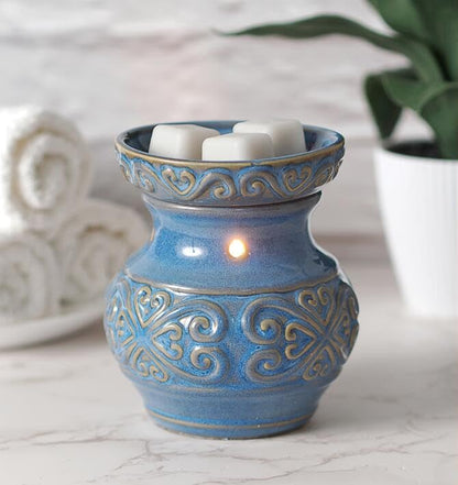 Hosley 5 High Blue Ceramic Electric Warmer. Ideal Gift for Wedding Spa Aromatherapy. Use with Wax Melts Cubes and Fragrance Oils. - color: Blue