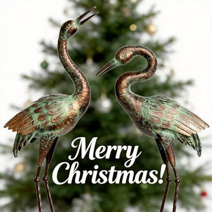 Shorayn Metal Heron Garden Statue Life-Size Crane Set Indoor Yard Decor Handmade Gift