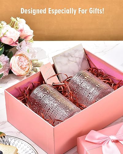ISMASOAN Vintage Hobnail Drinking Glasses Set of 8, 14oz &12oz Cocktail Cup | Beaded glassware with vintage bubble texture. Highball cups for kitchen use, whiskey, juice, water, beer and daily drinks - style: Dewdrop Surface