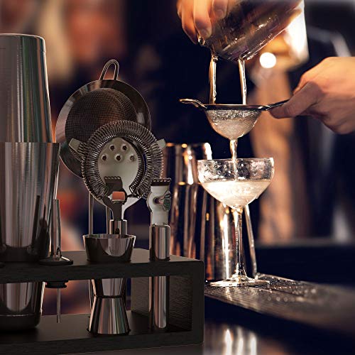 Highball & Chaser 13-Piece Gunmetal Black Stainless Steel Boston Cocktail Shaker Bar Tool Set with Mixology Bartender Kit Accessories - color: Gunmetal Black
