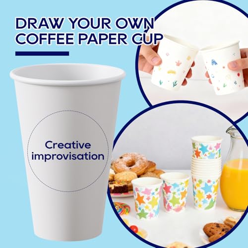 LITOPAK 210 Pack 16 oz Disposable Paper Coffee Cup, Hot/Cold Beverage Drinking Cups for Water, Paper Coffee Cups, White Hot Coffee Cups, Suitable for Party, Picnic, Travel, and Events - color: White-16oz
