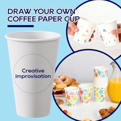 LITOPAK 210 Pack 16 oz Disposable Paper Coffee Cup, Hot/Cold Beverage Drinking Cups for Water, Paper Coffee Cups, White Hot Coffee Cups, Suitable for Party, Picnic, Travel, and Events - color: White-16oz