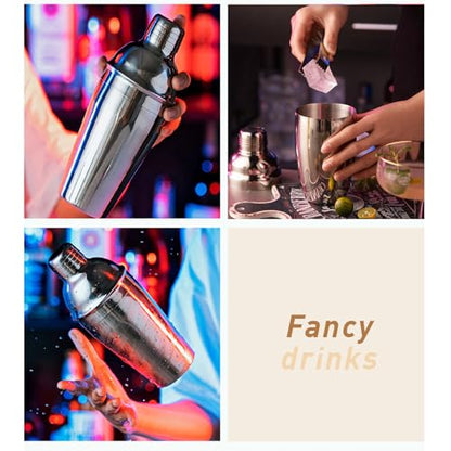 10-Piece Stainless Steel Cocktail Shaker Set with Stand – Bartender Kit w/Martini Shaker, Jigger, Strainer, Ice Tools & Decanter for Home Bar, Party & Gift