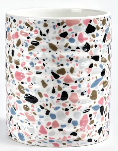 Kitchen Utensil Holder,7.2-inch Extra Large Sturdy Ceramic Terrazzo Marble Pattern Utensil Crock,Cooking Utensil Organizer for Kitchen Counter Decor,Storage Caddy Farmhouse Gift Nordic Pink - color: Pink Terrazzo