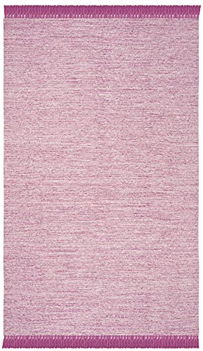 SAFAVIEH Montauk Collection Area Rug - 5' x 8', Pink, Handmade Tassel Cotton, Ideal for High Traffic Areas in Living Room, Bedroom (MTK610P) - color: Pink, size: 5' x 8' (Rectangular)