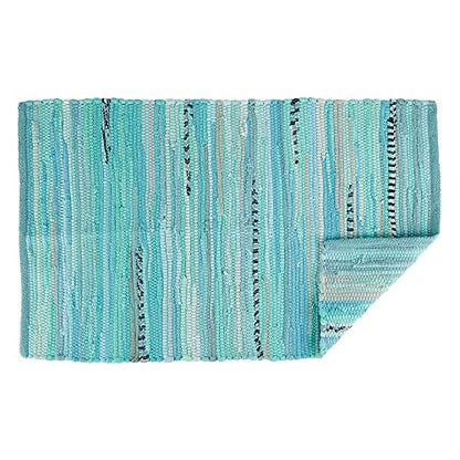 DII Chindi Home Collection Handwoven Multicolor Area Rag Rug, 20x31.5, Aqua - color: Aqua, size: 1'8" x 2'8" (Rectangular)