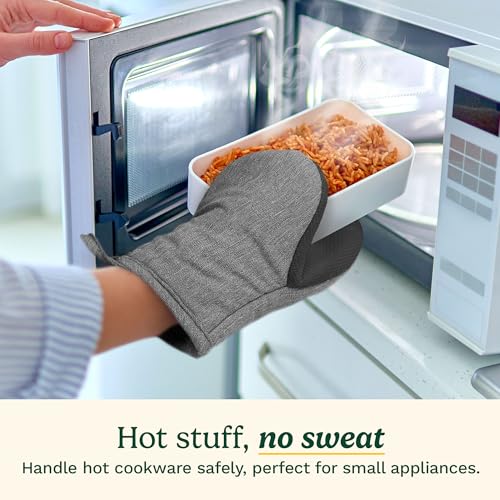 Cuisinart Mini Oven Mitts, 2-Pack, Neoprene Grip, Heat Resistant 350F | Cotton-lined, non-slip neoprene palm, ambidextrous design, ideal for smaller hands and everyday cooking - color: Black