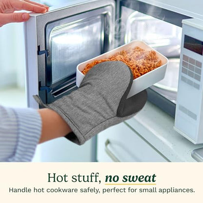 Cuisinart Mini Oven Mitts, 2-Pack, Neoprene Grip, Heat Resistant 350F | Cotton-lined, non-slip neoprene palm, ambidextrous design, ideal for smaller hands and everyday cooking - color: Black