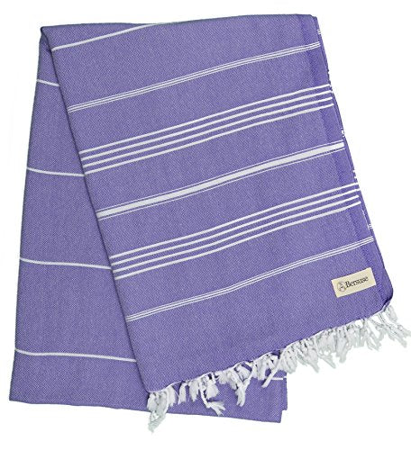 Bersuse Towels Anatolia XL Beach Blanket Throw Blanket Turkish Towel 100% Cotton Extra-Large Quick-Dry Lightweight Premium Peshtemal Towel - 61x82 Inches, Dark Purple - color: Dark Purple