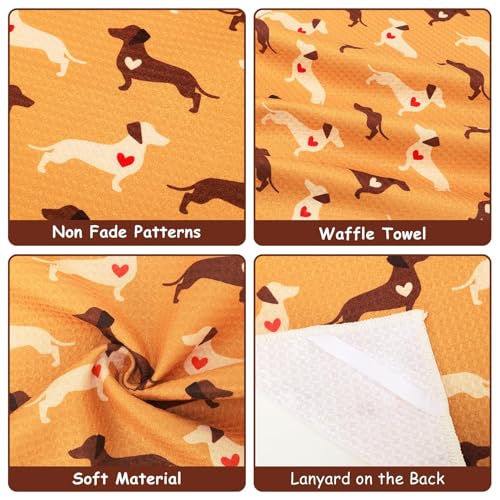 Dachshund Kitchen Towels Dachshund Gifts Reusable Dish Towels Kitchen Decor | 4PCS Funny Weiner Dog Decorative Waffle Hand Towels for Bathroom Dog Lover Mom Christmas Housewarming Gifts Tea Towel