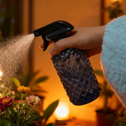 YYTSGG Glass Plant Mister Bottle, 13.5oz, Grayish Blue | Refillable Water Spray Bottle with Adjustable Mist Nozzle for Indoor Flowers, Outdoor Gardening, Cleaning, Hair and Pets Care - color: Grayish Blue