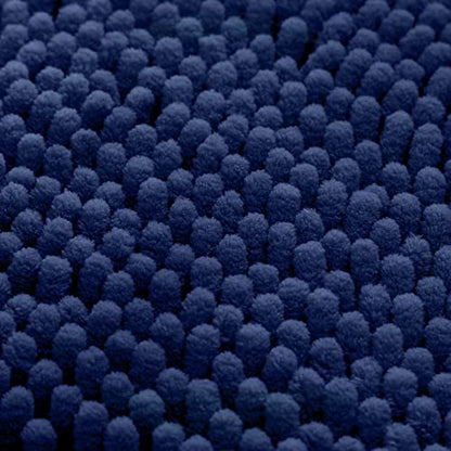 HOMEIDEAS 3 Pieces Bathroom Rugs, Ultra Soft Non Slip Absorbent Chenille Toilet Bath Mat Set (Navy Blue) - color: Blue-navy Blue, size: 17"x24"+20"x32"+U Shape 20"x24"