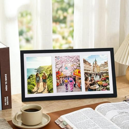 Fixwal 8x16 Collage Picture Frame, Holds Three 5x7 Photos, PVC | Shatter Resistant Plastic Cover, Wall or Tabletop Decor - size: 8x16（3-5x7）