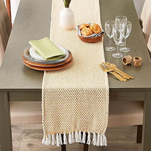 DII Woven Basics Collection 100% Cotton Knit Table Runner, 15x72, Honey Gold - color: Honey Gold, size: 15x72"