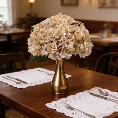 Kimura's Cabin 6pcs Hydrangea Artificiales Flowers Faux Hydrangeas,Cream | Silk Fake Hydrangea with Stems,Wedding Party Bouquets Arrangements,Autumn Home Table Centerpieces,Farmhouse Garden Decor - color: Beige