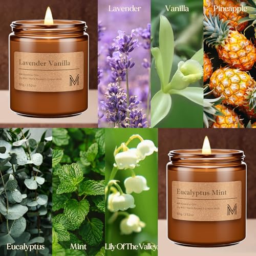 M&SENSE 4 Pack Candle Gift Set, Aromatherapy Scented Candle for Home Fragrance, Natural Soy Wax Candles for Stress Relief, Yoga, Long Lasting Small Jar Candle Gift Set for Birthday Housewarming - size: Gift Set