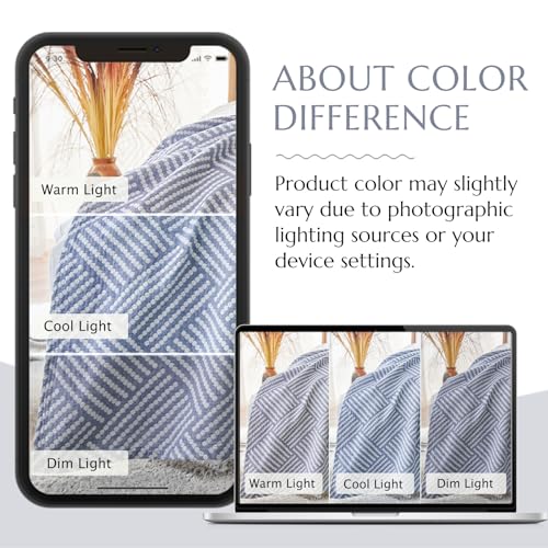 jinchan 100% Cotton Muslin Blanket Twin Boho Throw Blanket 60x80 Dusty Blue | 3-Layer, Dotted Diamond Quilt, Cooling Breathable Lightweight, for Adult, Soft, Reversible, Summer, Couch, Sofa, Bedroom - color: B. Square Blue, size: 60"x80"