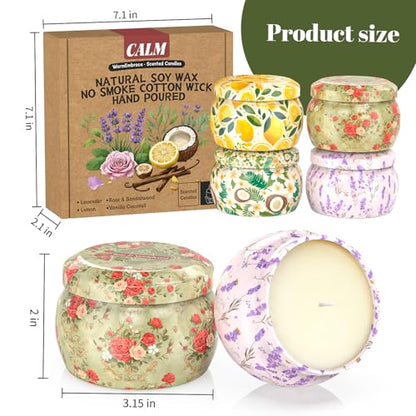 WarmEmbrace Scented Candles for Women, 4 Pack Soy Candle Set, 4.4OZ | Candles for Home Scented, Candle Gift Set for Women, Lavender/Coconut and Christmas Holiday Candles, Valentines Day Gifts