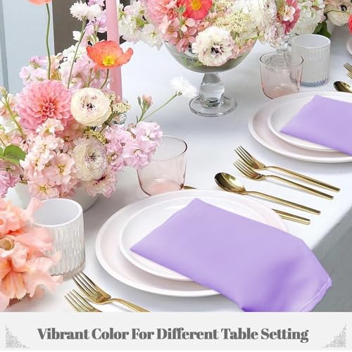 PLOYMONO Lavender Cloth Napkins - 8 Pack 17" x 17" Polyester Dinner Napkins | Heavy Duty 180 GSM Cloth Napkins with Hemmed Edges - Great for Restaurants, Weddings, Parties, Banquets Dinner - color: Lavender