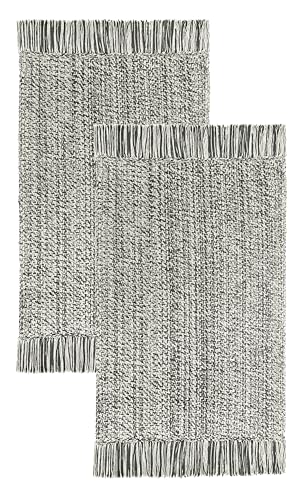 COTTON CRAFT Woven Area Rug - 2 Pack Entryway Rug with Fringe - 22x34 Inch | Grey Natural Reversible Boho Farmhouse Rustic Cotton Throw Rug Carpet - Washable Mat for Bedroom Living Room Kitchen Bathroom - color: Grey - 2 Pack, size: 1'10" x 2'10" (Rectang
