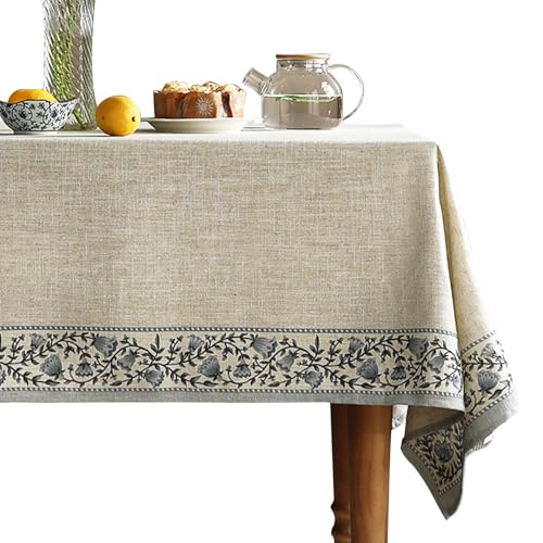 Designer Linen Large Square Tablecloth,67"x67"-Segerman B | Chinoiserie Vintage Elegant Floral Durable Table Cloth,Beautiful,Heavyweight,Dining Room,Tea Party,Kitchen,Thanksgiving - color: Segerman B, size: 67" x 67" (Square)
