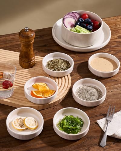 famiware Ceramic Soy Sauce Dish, 4oz Dipping Bowls Set of 8, Matte White | Individual Dip Sauce Cups/Dishes/Plates, Small Serving Bowls for Side Dishes, Condiments, Sushi, Appetizers, Reactive Glaze - color: Matte White, size: 8pcs