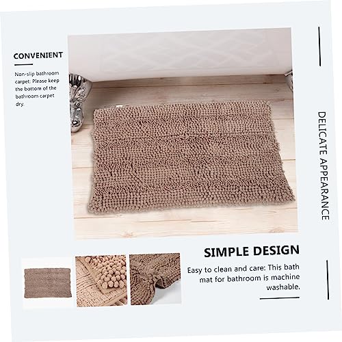 Garneck Chenille Extra Thick Non- Bath Rug for Bathroom and Entryway Soft Absorbent Bathroom Mat Cozy Microfiber Shower Rug Camel - color: Khaki