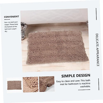 Garneck Chenille Extra Thick Non- Bath Rug for Bathroom and Entryway Soft Absorbent Bathroom Mat Cozy Microfiber Shower Rug Camel - color: Khaki