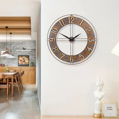 30-Inch Large Metal Decorative Rusty Wall Clock with Arabic Numerals - size: X-Large