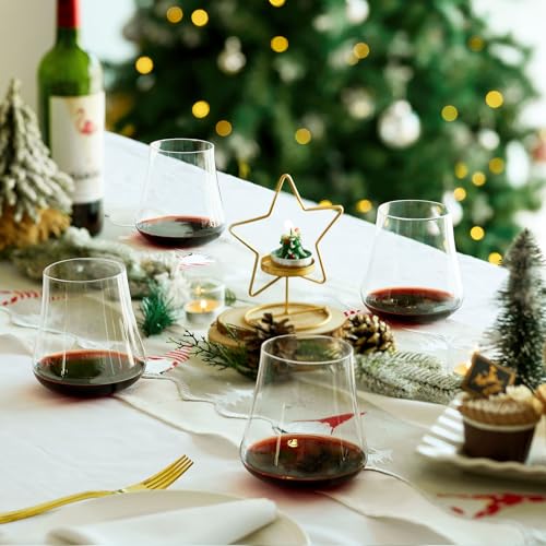 Stemless Wine Glasses Set of 4, 20oz Large, Dishwasher Safe | Hand-Blown, Lead-Free Clear Crystal, No Stem Red Wine Glass, Ready to Gift, Birthday Wedding Christmas Daily Use - size: 20oz - 4 PCS