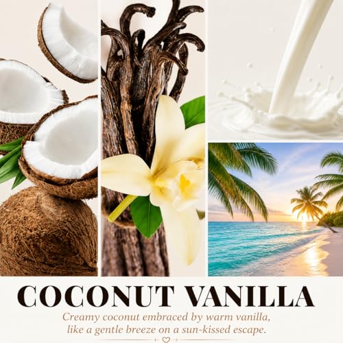Coconut Vanilla Candle - 9oz Scented Candle, Natural Soy Candles for Home | Creamy Vanilla & Fresh Coconut Scent. 9 oz Soy-Coconut Wax Candle for Bedrooms, Baths, Reading & Spa. A Cozy Gift for Women - color: 1 Pack Coconut Vanilla Candle
