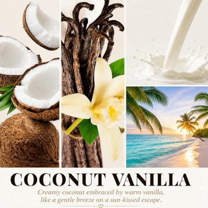 Coconut Vanilla Candle - 9oz Scented Candle, Natural Soy Candles for Home | Creamy Vanilla & Fresh Coconut Scent. 9 oz Soy-Coconut Wax Candle for Bedrooms, Baths, Reading & Spa. A Cozy Gift for Women - color: 1 Pack Coconut Vanilla Candle