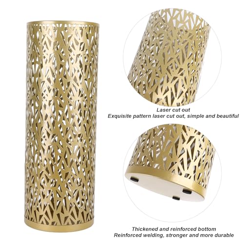 Jectse Umbrella Stand, Freestanding Round Metal Umbrella Holder Bin Hollowed Rain Collection Umbrella Organizer Bin for Home Office Entryway (Gold), Jectse021nsfg9dv-13