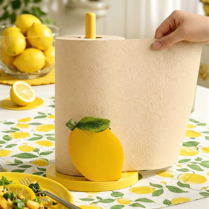 Lemon Paper Towel Holder 3D Lemon Kitchen Decor Countertop Toilet Paper Towel Stand 12.5 Inch Yellow Resin Decorative Funny Housewarming Gifts for Women Farmhouse, Home Decor - style: Lemon