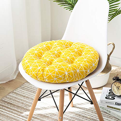 vctops Bohemian Soft Round Chair Pad Garden Patio Home Kitchen Office Seat Cushion Grid Yellow Diameter 16" - color: Grid Yellow, style: Diameter 16 Inch
