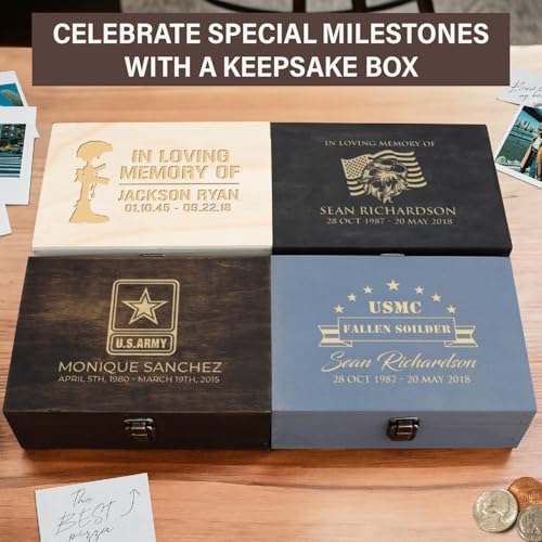Personalized Line of Duty Memorial Keepsake Box – Custom Engraved Wooden Tribute Box for Fallen Heroes, Soldiers, First Responders, Veterans - Sympathy Gifts Storage Boxes for Medals, Flags, Photos - style: 16. Line of Duty Memorial