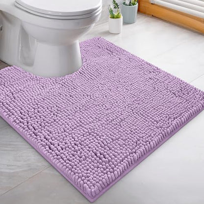 LuxUrux Bath Mat-Extra-Soft Plush Bath Shower Bathroom Rug,1'' Chenille Microfiber Material, Super Absorbent Shaggy Bath Rug. Machine Wash & Dry (20 x 20 inch, Lavender) - color: Lavender, size: 20'' X 20'' U