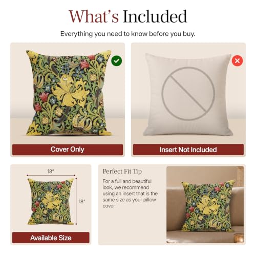 William Morris Golden Lily Black Tapestry Throw Pillow Cover 18 x 18 in - color: Golden Lily