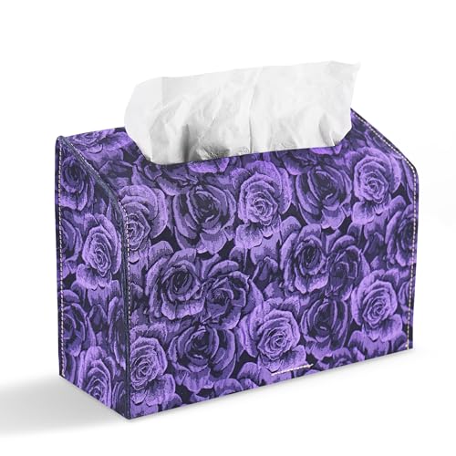 Leather Cover for Disposable Paper Hand Towel Box, Compatible with Kleenex Paper Hand Towel(1-3D Rose Purple) - color: 1-3d Rose Purple