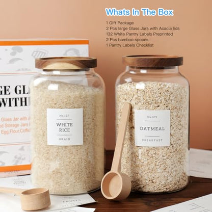 CZSZYGHBAO 2 PCS Large Glass Jar with Airtight Lid, Glass Food Storage Jars for Tea,Spice,Cereal, Egg,Flour,Coffee and More(98 FL OZ/2800 ml) - color: 2800ml