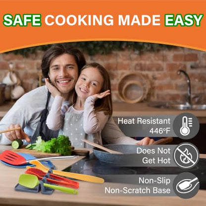 Blue Silicone Spoon Rest for Stove Top, Set of 2, XL 9.2”, DISHWASHER SAFE | NON-STICK Surface for Quick Cleanup, Non-Slip, Safe for Glass & Induction Cooktops, Raised Edges Catch Drips, Heat Resistant - color: Sky Blue - 2 Pcs