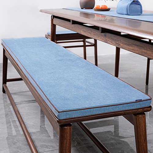Customize Bench Cushion, Furniture Cushion, High Density Memory Foam, Linen Washable, Non-Slip Bench Pad for Shoe Bench Rack, Window, Piano, Dining (Custom Size, Light Blue) - color: Light Blue
