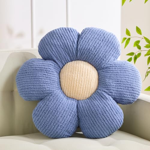 XIAIJIA Flower Pillow,Daisy Throw Pillows, Flower Cushion, Blue, 15.7 Inch | Decorative pillows, cute flower shaped pillow, flower pillows for bed, floral cushions, decor for bedroom, couch, sofa - color: Blue, size: 15.7 Inch