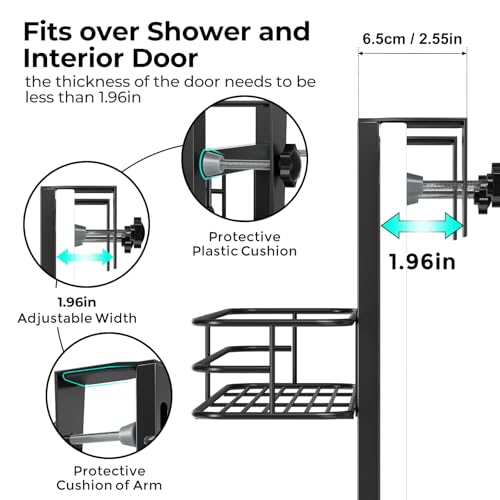 ODesign 3-Tier Over the Door Shower Caddy Hanging,Black | Shower Organizer Hanging,Over the Door Shower Rack Organizer Rustproof,Bathroom Rack Hanging for Shampoo,Soap,Razor