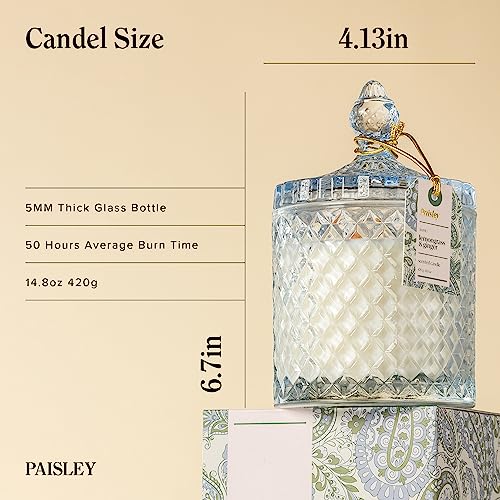 Hidden Label Large Decorative Jar Candle,Larde Wood Wick Lavender Vanilla + Lemongrass Ginger Scented Candle.Soy Wax Candle for Home Scented